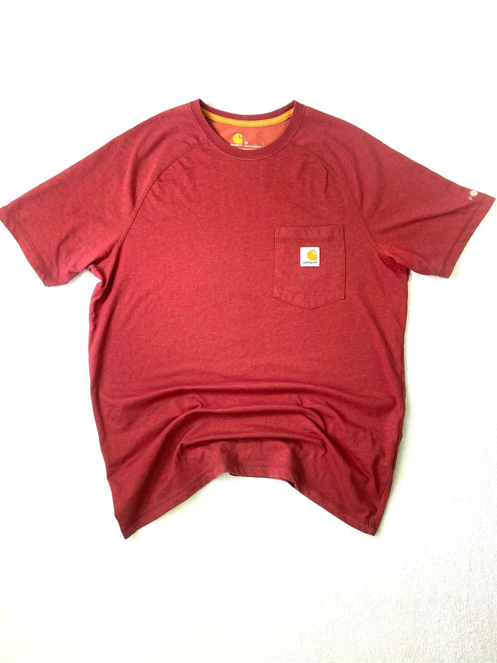 Carhartt Men’s Pocket Tee - Burgundy Red with Gold Accent